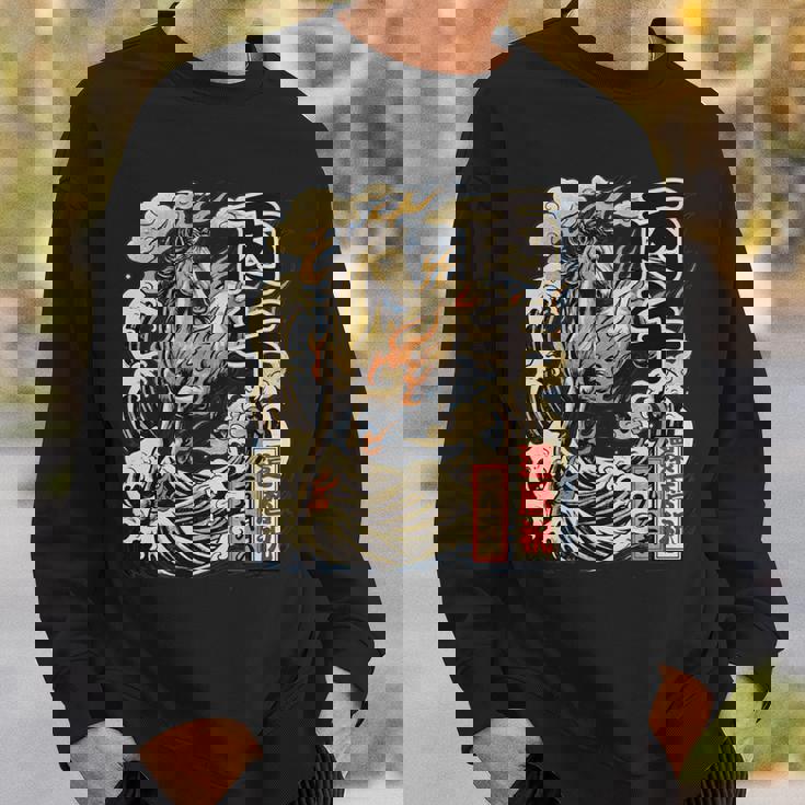 還暦 60歳 丙午 1966年生まれ 火の馬 和柄 波と炎の馬 ヴィンテージ 祝い デザイン 長袖tシャツ スウェットシャツ 彼への贈り物