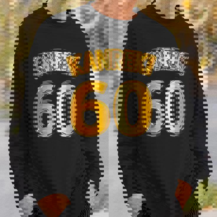 還暦 六十歳 60才 祝 Kanreki（ユニフォーム風）【フェイク 金プレート風 文字】誕生日 面白 スウェットシャツ 彼への贈り物