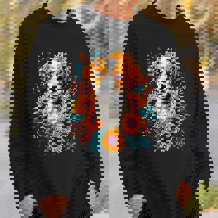 面白いtシャツ ジャックラッセルテリア ひまわり イヌ メンズ グッズ かわいい おもしろ 面白い 服 ネタ スウェットシャツ 彼への贈り物