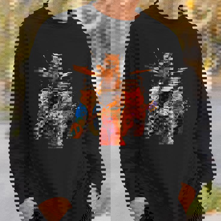 面白いtシャツ 猫 ネコ ギター バンド メンズ 猫好き グッズ おもしろ 面白い 服 ネタ にゃんこ スウェットシャツ 彼への贈り物