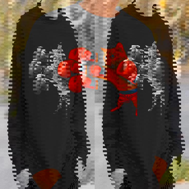 面白いtシャツ 猫 ネコ ボクシング メンズ 猫好き グッズ おもしろ 面白い 服 ネタ にゃんこ 猫の下僕 スウェットシャツ 彼への贈り物