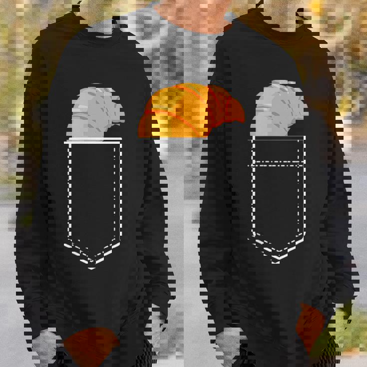 面白いクロワッサンインザポケット 食通 フレンチクロワッサンポケット スウェットシャツ 彼への贈り物