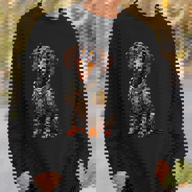 面白い犬ロボット技術サイボーグい 犬ロボット動物 Ai Lover Robotic Dog 長袖tシャツ スウェットシャツ 彼への贈り物