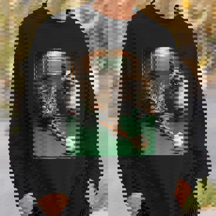 面白い猫 子猫 プールゲーム ビリヤード愛好家 アートデザイン スウェットシャツ 彼への贈り物