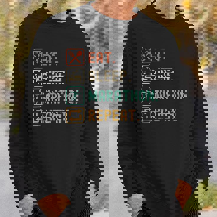 食べる睡眠マラソンリピート面白いマラソンランナー スウェットシャツ 彼への贈り物