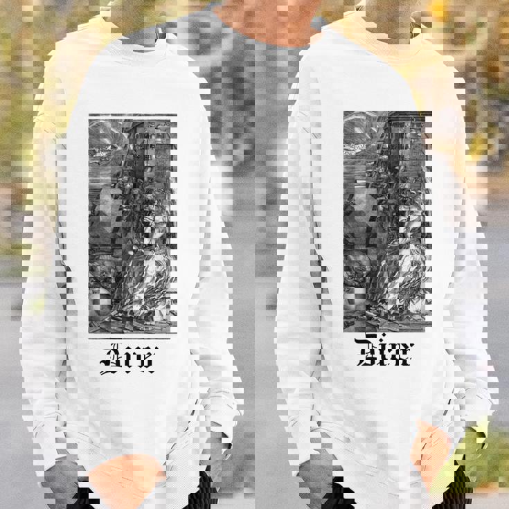 Albrecht Dürer Durer クリスチャンアート メランコリア ホワイト 長袖tシャツ スウェットシャツ 彼への贈り物