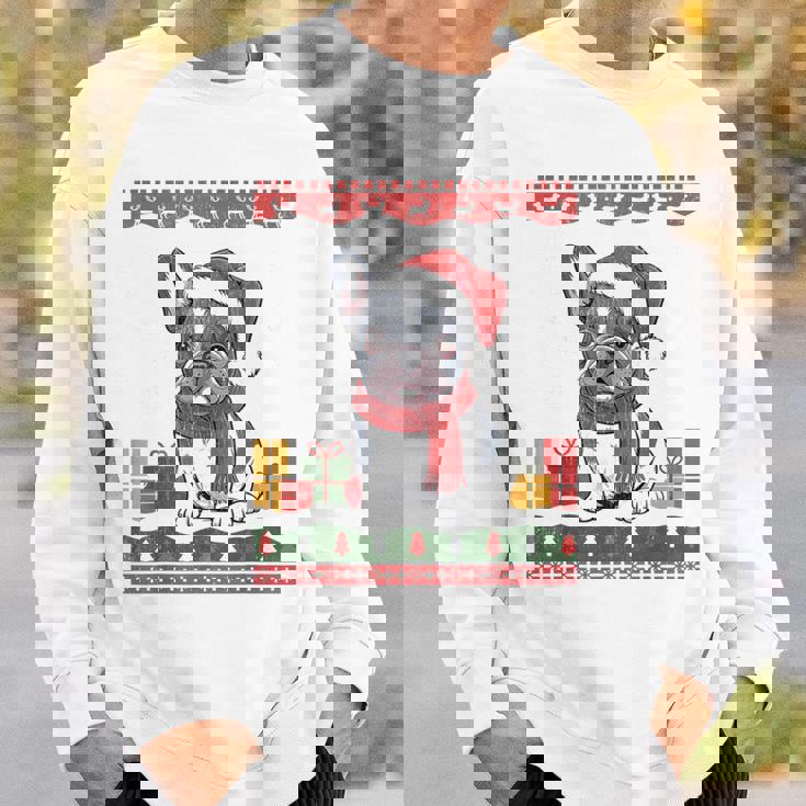 French Bulldog Santa Hat Frenchie Dog Ugly Christmas Sweater Sweatshirt Gifts for Him