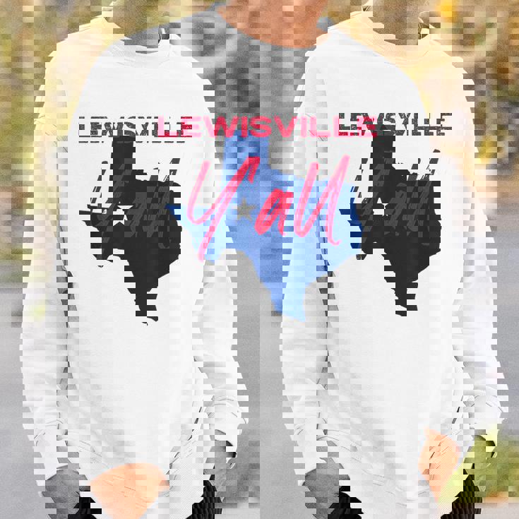 Lewisville Texas Y'All TX Pride State Map Cute Sweatshirt Unisex Gifts for Him