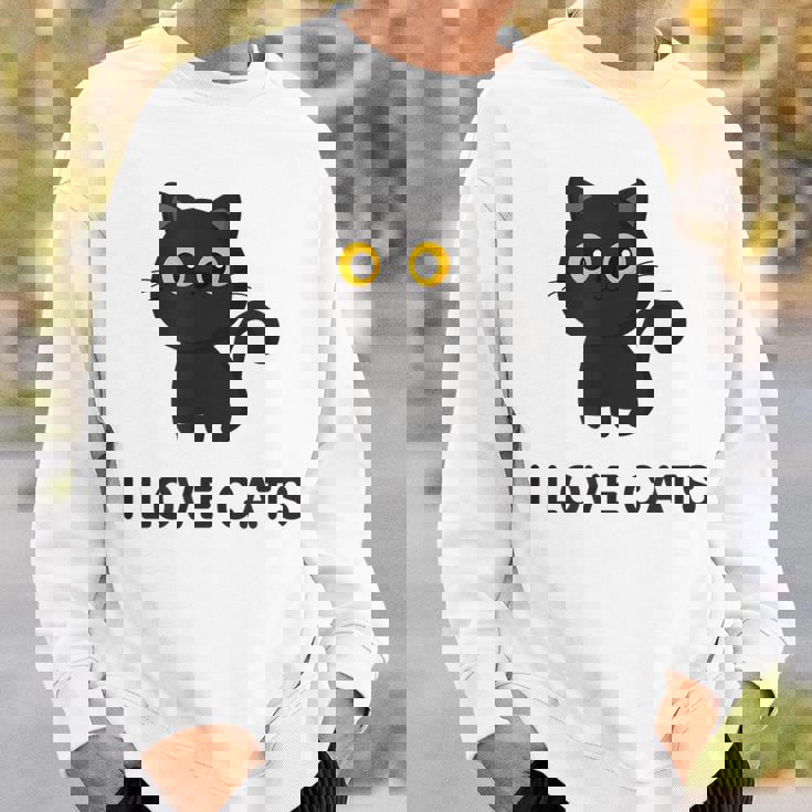 I Love Cats シャツ キュート 黒猫好き キッズ 子猫 スウェットシャツ 彼への贈り物