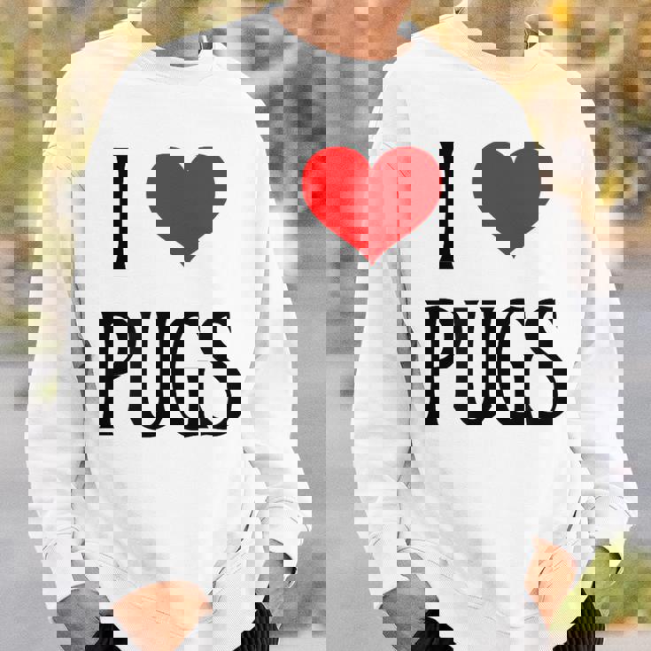 I Love Pugs I Heart Pugs Dog Lover Pet Puppy Dog Pug スウェットシャツ 彼への贈り物