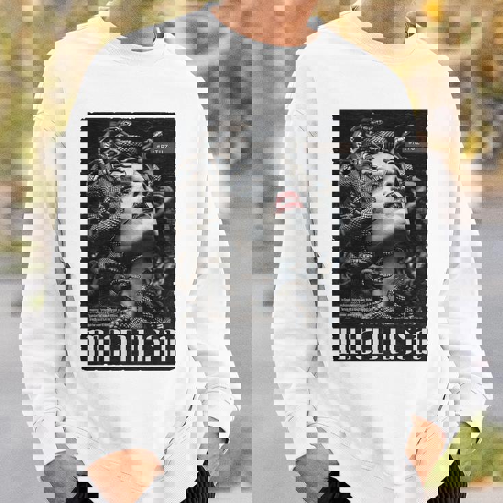 Medusa Backprint 女神の蛇 ギリシャ神話 バックプリント メデューサ 長袖tシャツ スウェットシャツ 彼への贈り物