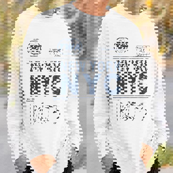 Nyc New York ヴィンテージ 航空会社タグ エアライナー フライングトラベル 長袖tシャツ スウェットシャツ 彼への贈り物