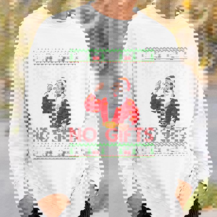 Weightlifting Workout Gym Santa Christmas Ugly Sweater Xmas Tri-Blend Sweatshirt Gifts for Him