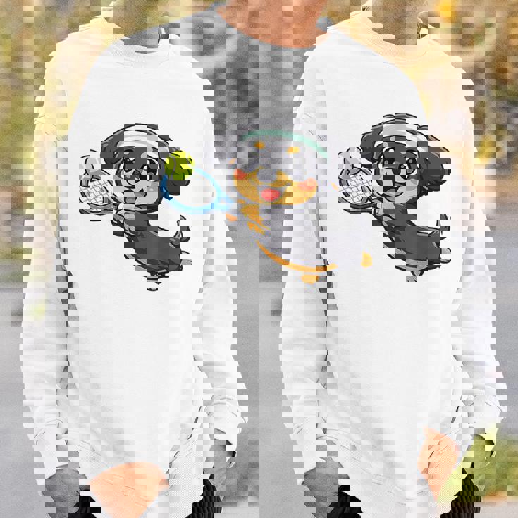 かわいい犬のテニス漫画アート スウェットシャツ 彼への贈り物