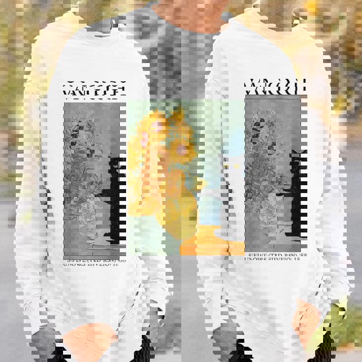 ひまわりと黒猫のヴィンテージアート 猫好き 猫飼い 猫 ネコ ねこくろねこ好き 面白い スウェットシャツ 彼への贈り物