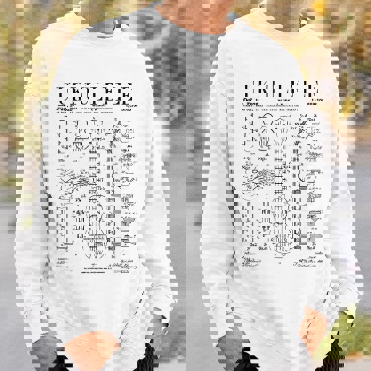 ウクレレ楽器 ウケ ヴィンテージ 特許 図面 プリント スウェットシャツ 彼への贈り物