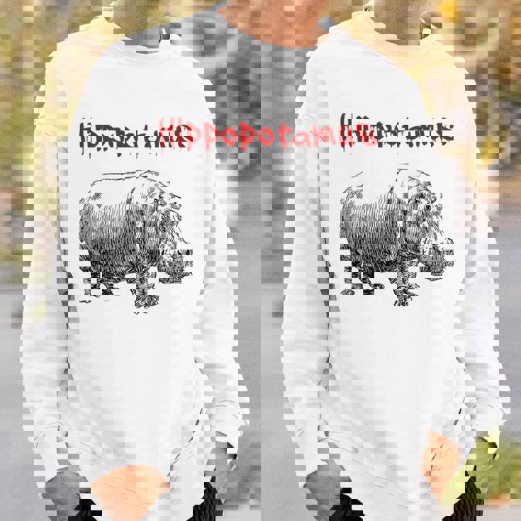 カバ ヴィンテージ シンプル ミニマリスト カバ グラフィック スウェットシャツ 彼への贈り物