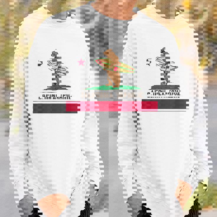 カリフォルニアシャツ、共和国旗カリフォルニアサーフィンベア スウェットシャツ 彼への贈り物