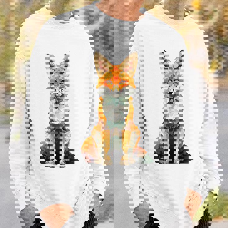 キツネ アニマル柄 グラフィック ポートレート イラスト 幾何学 キツネ スウェットシャツ 彼への贈り物