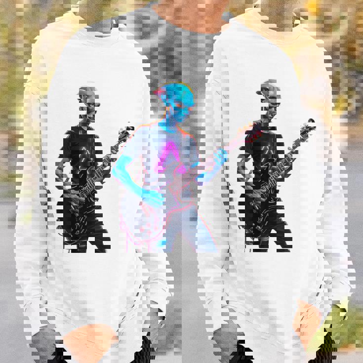 バックプリント ギタリスト エイリアン グラフィック ギター エイリアン ギタリスト スウェットシャツ 彼への贈り物