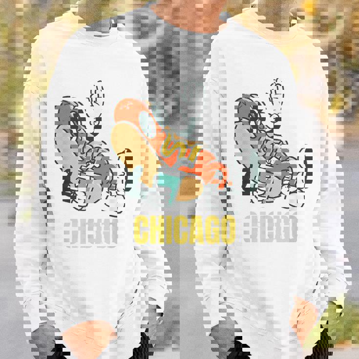 シカゴホットドッグ ストリートフード ホットドッグ マスタード付き スウェットシャツ 彼への贈り物