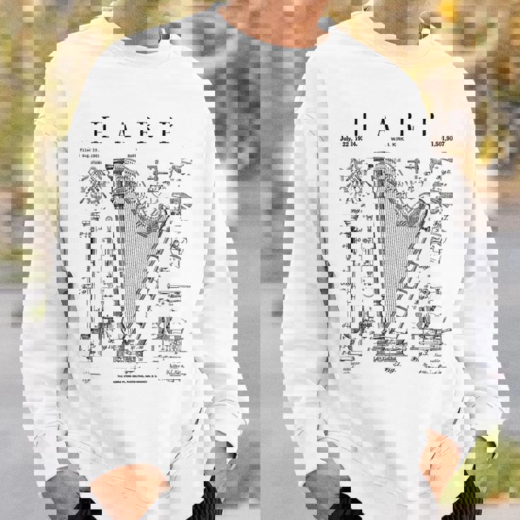 ハープ ヴィンテージ 特許ハーピスト ドローイングプリント スウェットシャツ 彼への贈り物