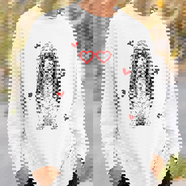 バセットハウンド ハートグラス バレンタインデー 犬 ママ スウェットシャツ 彼への贈り物