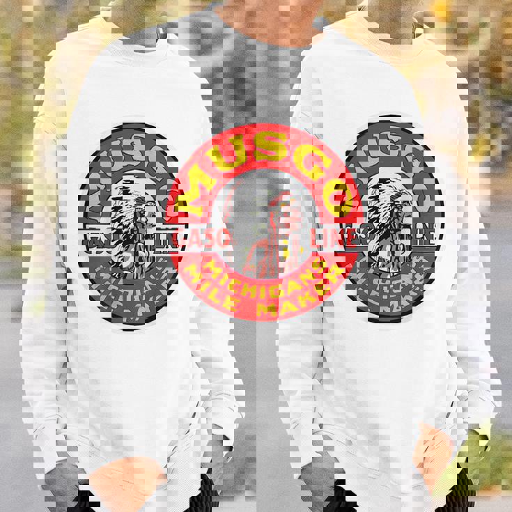 バックプリントのみ レトロ ヴィンテージ ガソリンスタンド ムスゴ ガソリンオイル スウェットシャツ 彼への贈り物