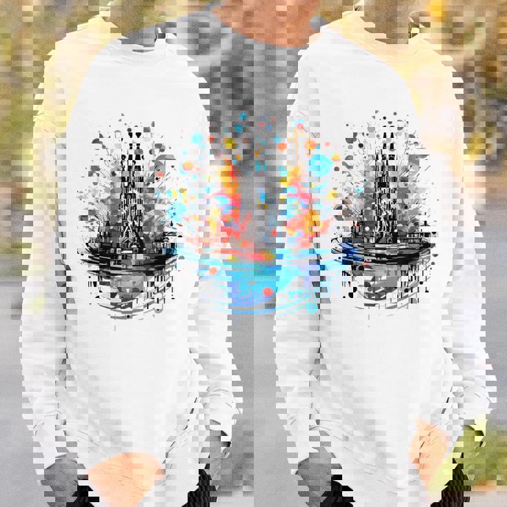 バルセロナのサグラダ ファミリアの美しいイラスト スウェットシャツ 彼への贈り物