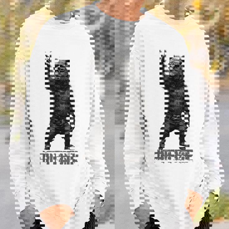 パパベア グリズリーベア ロックジェスチャー クールなパパ グリズリーベア スウェットシャツ 彼への贈り物