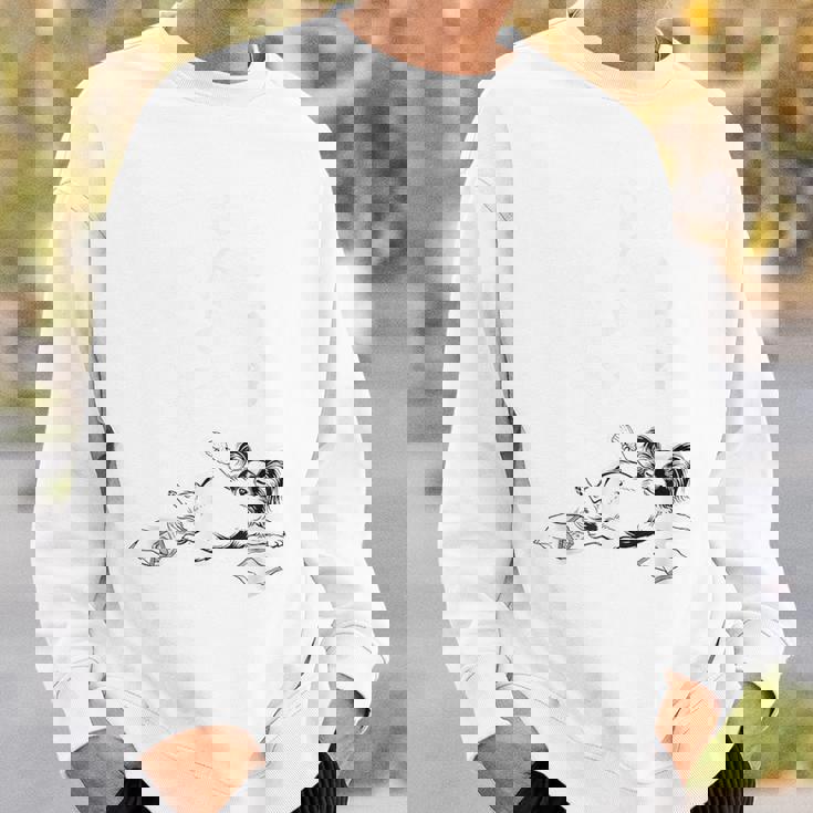 モテるデブ パピヨン グッズ ぽっちゃり 犬 おもしろ 面白い ネタ 笑える 和風 スウェットシャツ 彼への贈り物