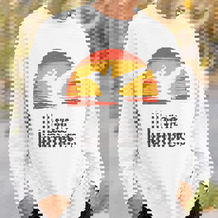 レトロ ヴィンテージ サンセット 2024 I Love Hummers コリブリ ハチドリ スウェットシャツ 彼への贈り物