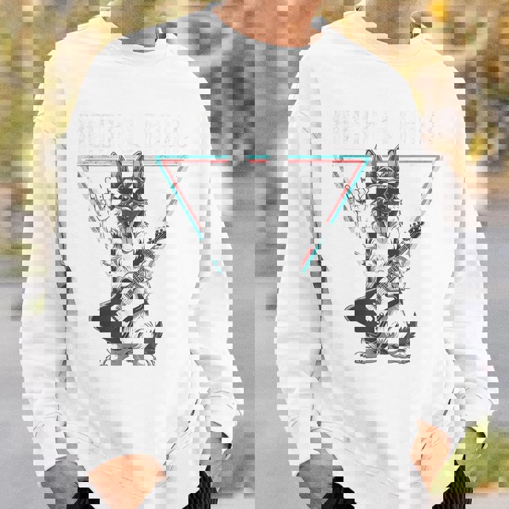 ロックンロール ドッグ ギター ミュージック バイブ スウェットシャツ 彼への贈り物