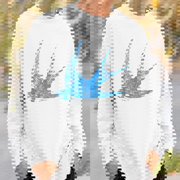 古びたツバメの青い鳥 シルエット 鳥 鳥 イラスト スウェットシャツ 彼への贈り物