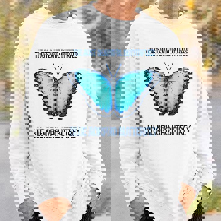 最も美しい蝶青いモルフォバタフライ スウェットシャツ 彼への贈り物