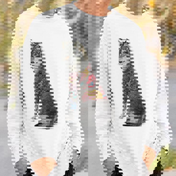 灰色オオカミ 伝統的な日本の龍の入れ墨 入泉 スウェットシャツ 彼への贈り物