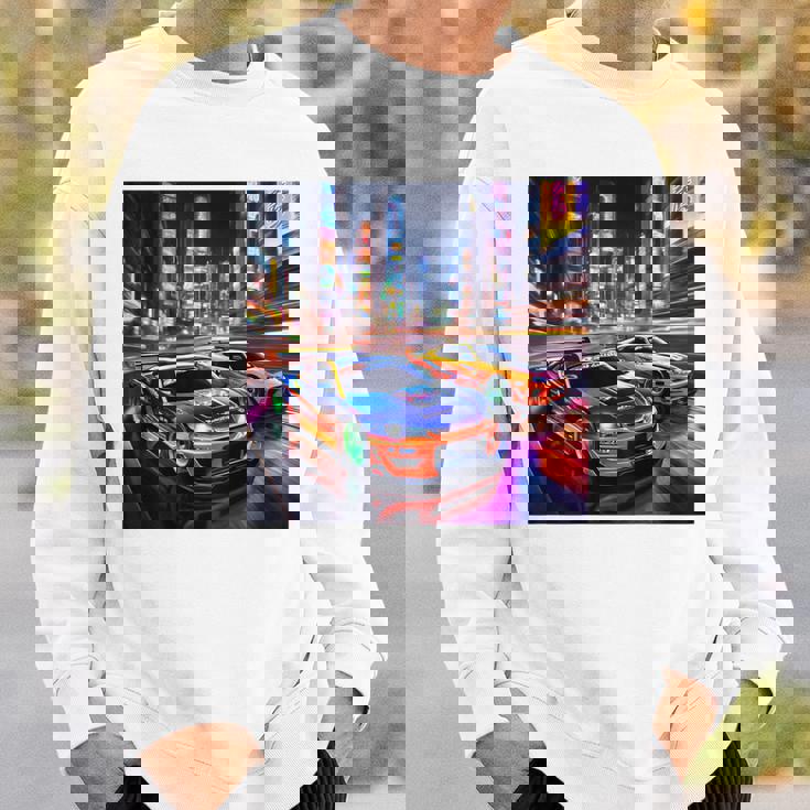 背面にjdmドリフトレーシングカー東京ドリフトスカイライン2台。 スウェットシャツ 彼への贈り物