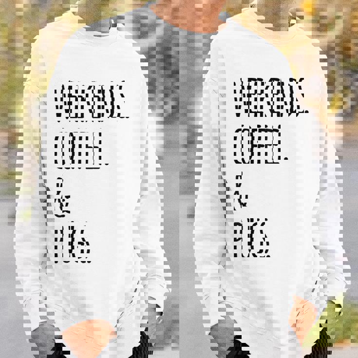 週末コーヒーパグ犬 スウェットシャツ 彼への贈り物