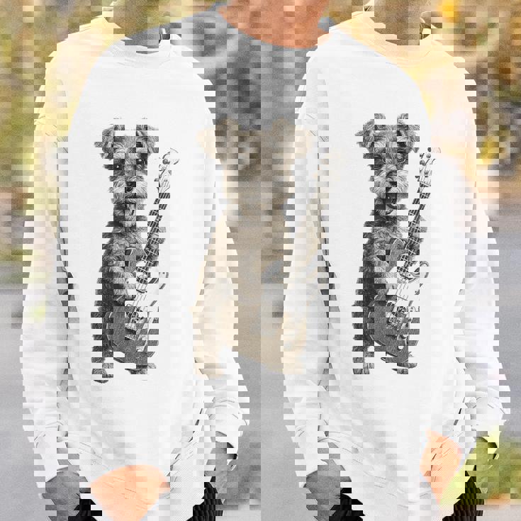 面白いtシャツ シュナウザー 犬 ギター イヌ メンズ 犬好き グッズ かわいい おもしろ 面白い 服 ネタ スウェットシャツ 彼への贈り物