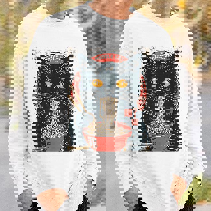 麺 猫 ラーメン好き 和食 猫 アート デザイン スウェットシャツ 彼への贈り物