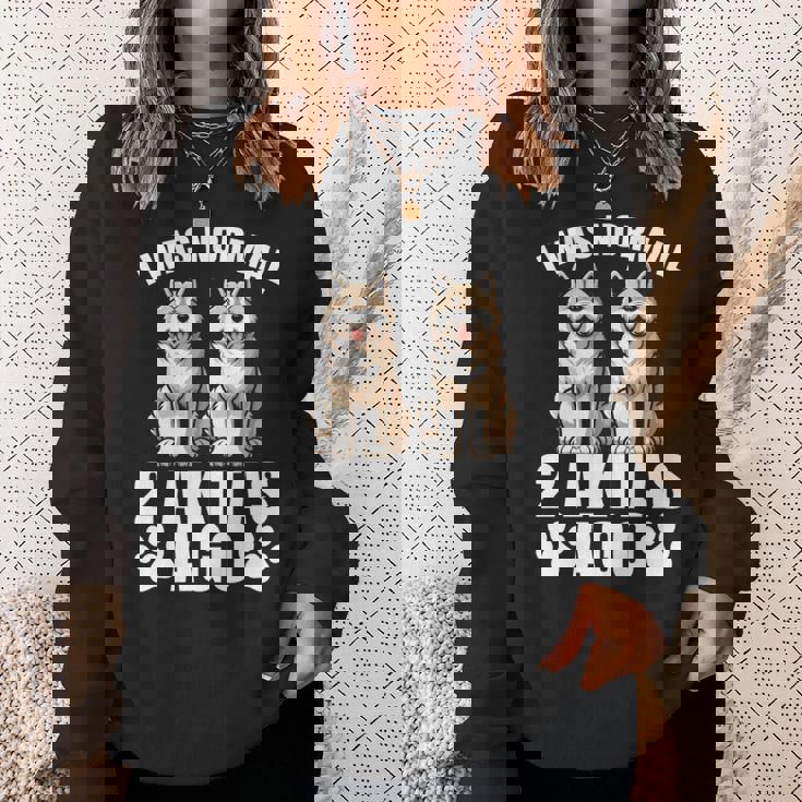 2 秋田犬前は普通だった 面白い秋田犬愛好家 長袖tシャツ スウェットシャツ 彼女への贈り物