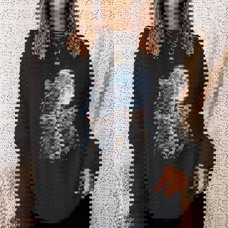 3 マウス 月 3 匹のネズミ 面白い げっ歯類 恋人 ユーモア 空 夜 長袖tシャツ スウェットシャツ 彼女への贈り物