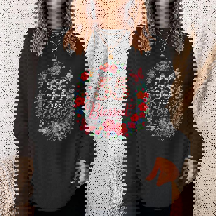 55 Years Blessed 55歳 フローラル 55歳の誕生日プレゼント スウェットシャツ 彼女への贈り物