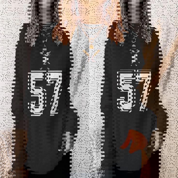 57 番 野球スタイル ヴィンテージホワイト スウェットシャツ 彼女への贈り物