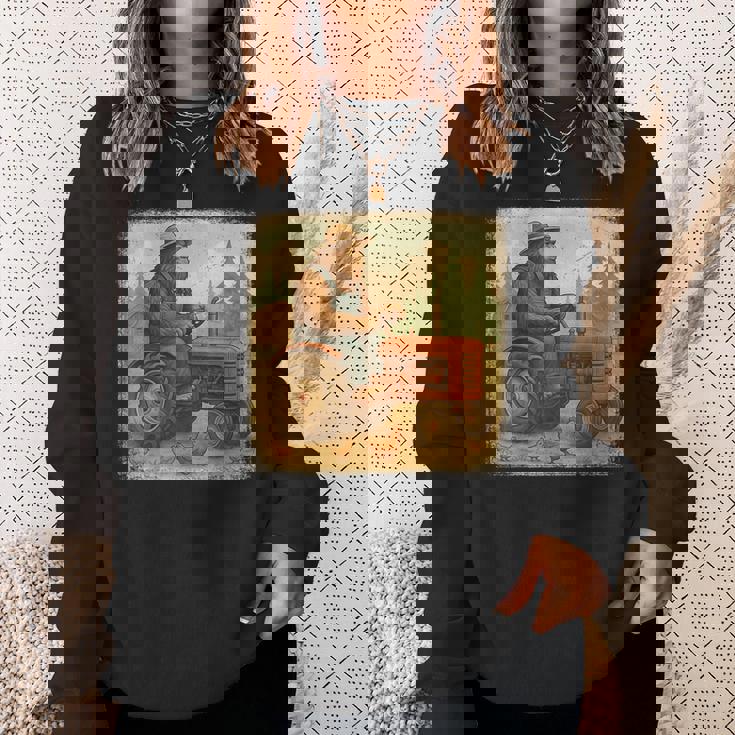 Bigfoot Driving Tractor Sasquatch Farmer Farming Sweatshirt Unisex Gifts for Her