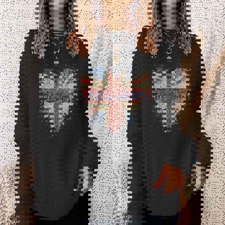 Bollocks ヴィンテージ 英国ユニオンジャック ハートペイント 飛び散り スウェットシャツ 彼女への贈り物