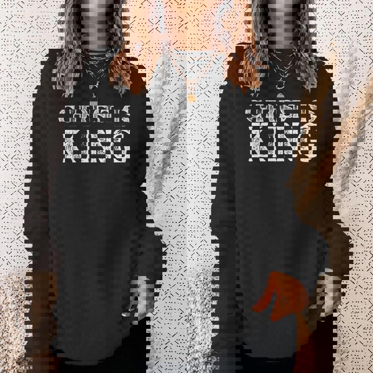 Christ Is King 忠実なキリスト教信者・崇拝者 スウェットシャツ 彼女への贈り物