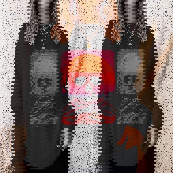 Creepy Skull With Desert Sunset Dark Western Skeleton Gothic Sweatshirt Unisex Gifts for Her