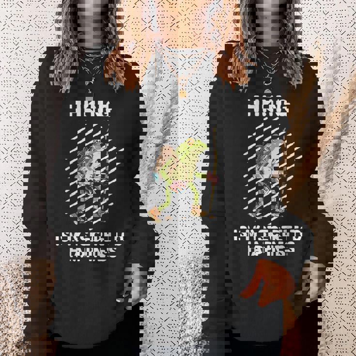 Cute Frog Hiking Is Myecret To Happiness カエル スウェットシャツ 彼女への贈り物