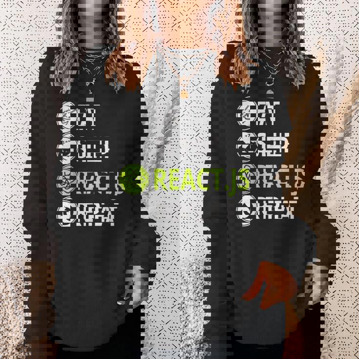 Eatleep ReactJs Repeat Javascriptプログラマー用 スウェットシャツ 彼女への贈り物